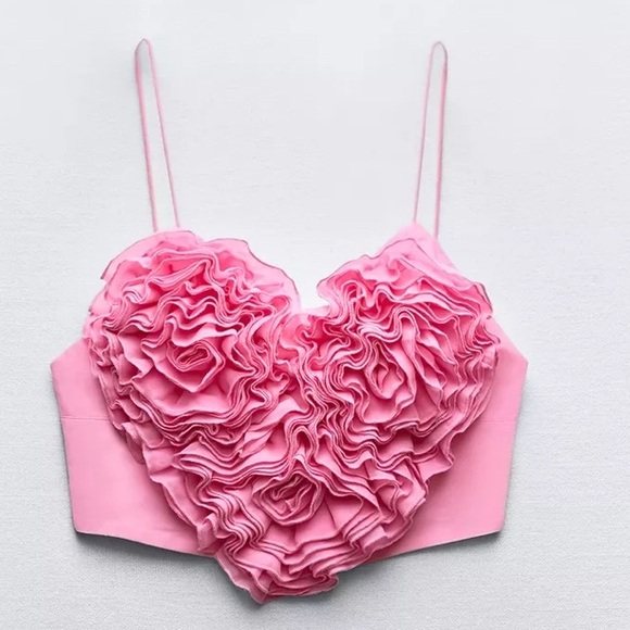 Zara Pink Ruffled Women's Top - Picture 1 of 4